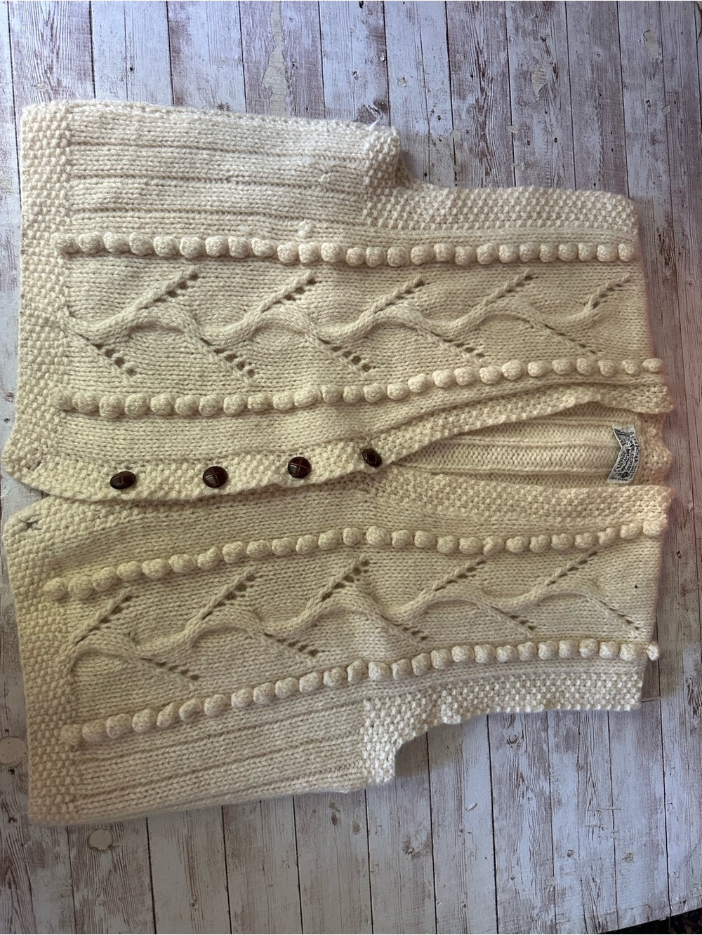 Edinburgh Cream Cable Knit Button Front Women's Sweater Vest